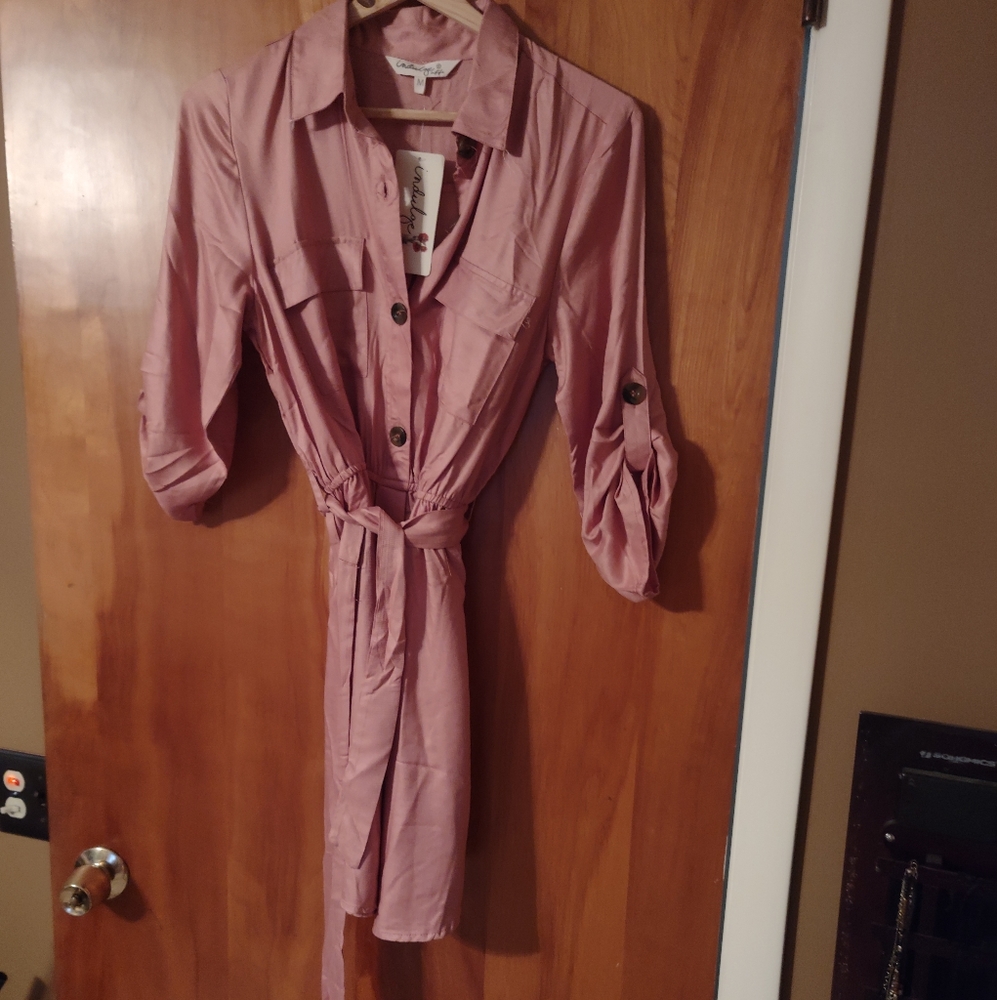 Pink Button Down Dress